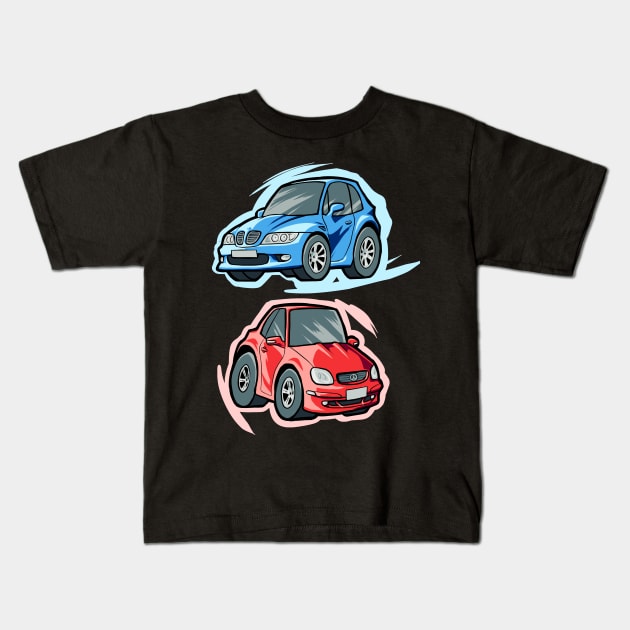 Cartoony German Cars Kids T-Shirt by kizupoko